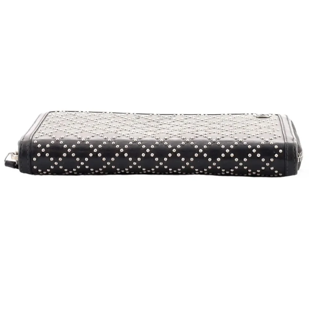 Gucci Interlocking G Zip Around Wallet Diamante Studded Leather Long